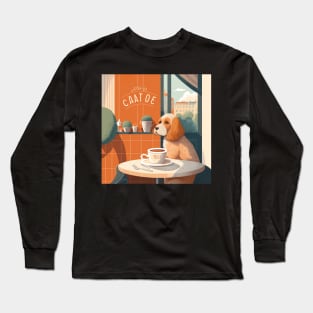 Beautiful Orange Dog in a French Bistro Coffee Long Sleeve T-Shirt